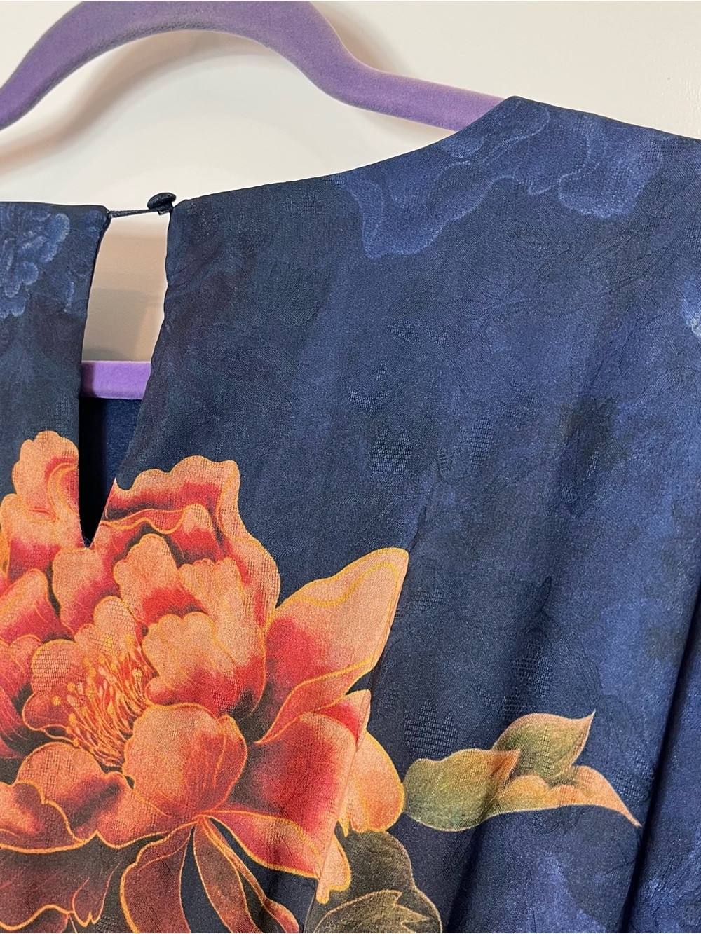 Baltic Born Colina Maxi Dress Navy Blue Floral Women's XL Side Slit Tie Waist - Picture 10 of 11